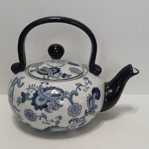 Pier One Blue and White Floral Teapot Vintage